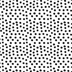 Vector seamless texture. Modern geometric background. Monochrome repeating pattern with randomly distributed irregular circles.