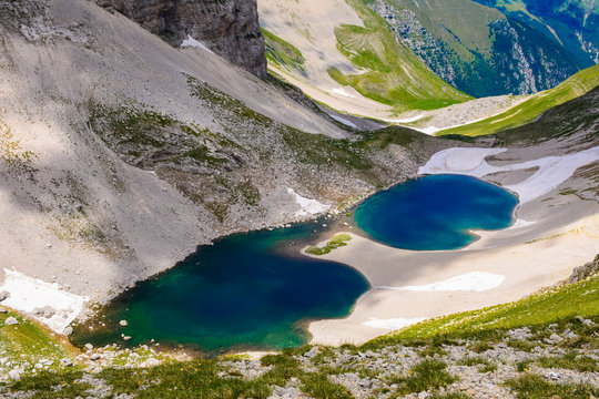 View of the Pilato's Lake near the peak of Mount Vettore in Umbria,  Italy