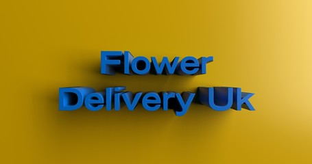 Flower Delivery Uk - 3D rendered colorful headline illustration.  Can be used for an online banner ad or a print postcard.