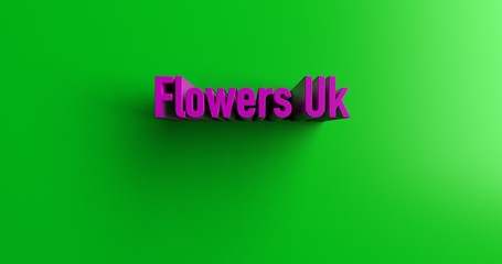 Flowers Uk - 3D rendered colorful headline illustration.  Can be used for an online banner ad or a print postcard.