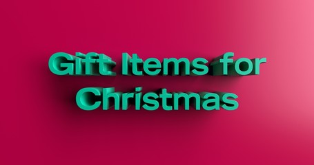 Gift Items for Christmas - 3D rendered colorful headline illustration.  Can be used for an online banner ad or a print postcard.