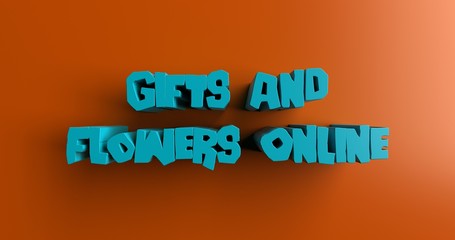 Gifts and Flowers Online - 3D rendered colorful headline illustration.  Can be used for an online banner ad or a print postcard.