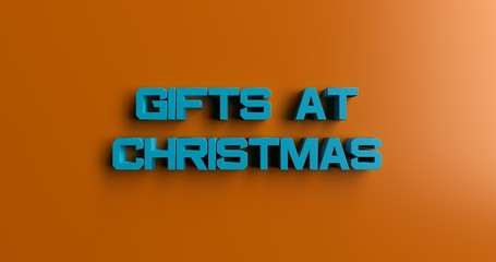 Gifts at Christmas - 3D rendered colorful headline illustration.  Can be used for an online banner ad or a print postcard.