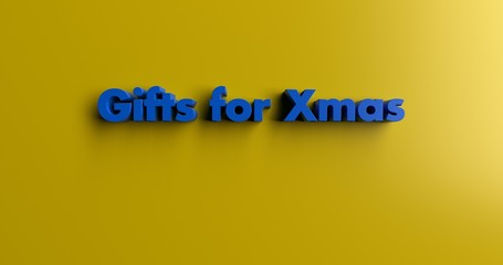 Gifts for Xmas - 3D rendered colorful headline illustration.  Can be used for an online banner ad or a print postcard.