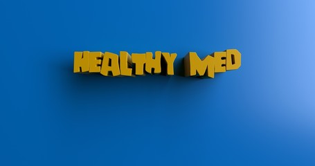 Healthy Med - 3D rendered colorful headline illustration.  Can be used for an online banner ad or a print postcard.
