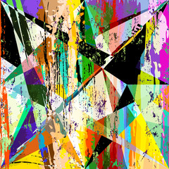 abstract geometric background, with triangles, paint strokes and
