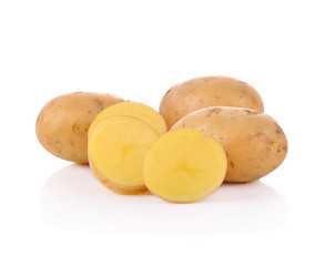 Sliced potatoes on white background.