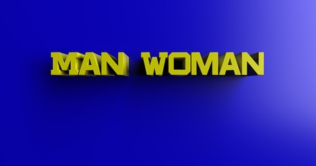 Man Woman - 3D rendered colorful headline illustration.  Can be used for an online banner ad or a print postcard.