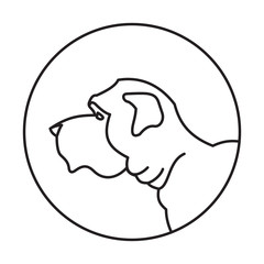 Linear emblem with dog