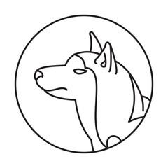 Dog head siberian husky in a linear style