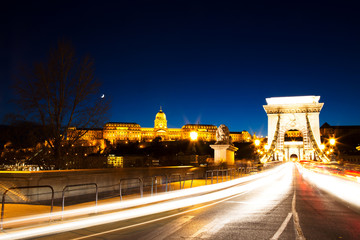 Fototapeta na wymiar Chain Bridge at Dusk, Budapest