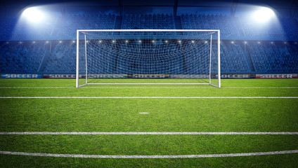 Fototapeta premium The imaginary soccer stadium and goalpost, 3d rendering
