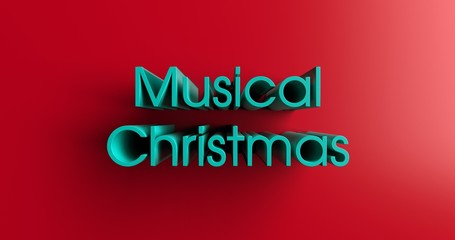 Musical Christmas Decorations - 3D rendered colorful headline illustration.  Can be used for an online banner ad or a print postcard.