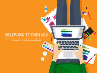 Graphic web design. Drawing and painting. Development. Illustration, sketching, freelance. User interface. UI. Computer, laptop.