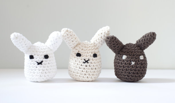 Crocheted handmade stuffed bunnies