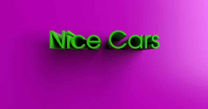 Nice Cars - 3D rendered colorful headline illustration.  Can be used for an online banner ad or a print postcard.