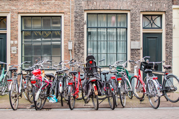 Bikes on the street in Amsterdam, Netherlands