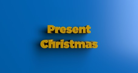 Present Christmas - 3D rendered colorful headline illustration.  Can be used for an online banner ad or a print postcard.