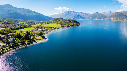 Fototapeta premium Colico - Lago di Como (IT) - Panoramica aerea verso sud
