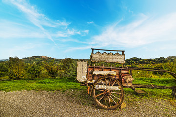 Fototapeta na wymiar old wooden cart in Tuscany