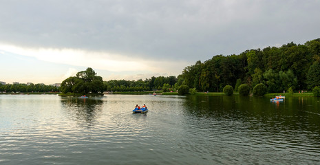 Fototapeta na wymiar Catamarans on the pond