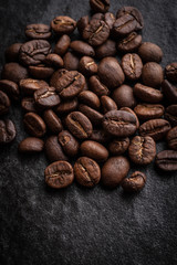 roasted coffee beans on dark background, can be used as a background