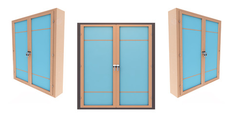 3d render closed plastic window on white background set