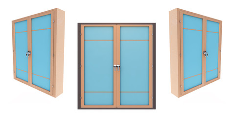 3d render closed plastic window on white background set