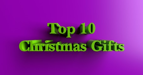 Top 10 Christmas Gifts - 3D rendered colorful headline illustration.  Can be used for an online banner ad or a print postcard.
