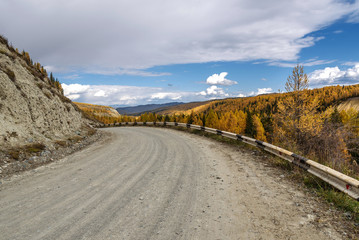 Fototapeta na wymiar mountains road forest autumn