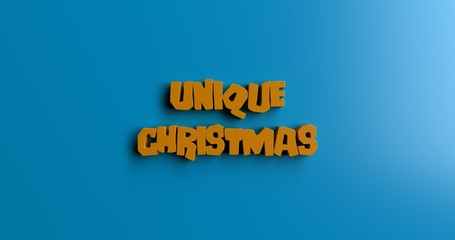 Unique Christmas Presents - 3D rendered colorful headline illustration.  Can be used for an online banner ad or a print postcard.