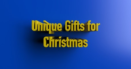 Unique Gifts for Christmas - 3D rendered colorful headline illustration.  Can be used for an online banner ad or a print postcard.