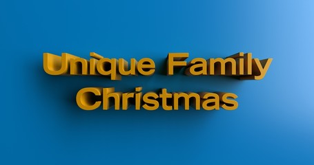 Unique Family Christmas Gifts - 3D rendered colorful headline illustration.  Can be used for an online banner ad or a print postcard.