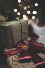 Christmas present box in vintage style