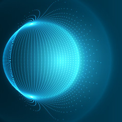 Blue Sphere Background - Abstract Globe Grid - Futuristic Vector Design