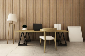 Workingroom interior design modern & loft - 3D render