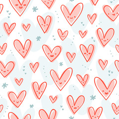 Happy pink hearts pattern