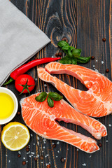 Fresh Raw Salmon Red Fish Steak