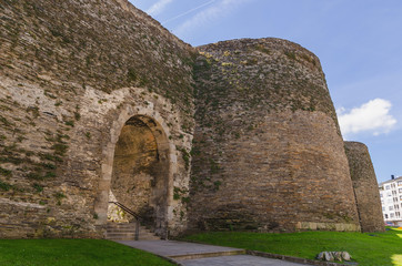 Fototapeta na wymiar Roman wall of lugo false gate