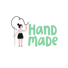 Handmade logo with a girl