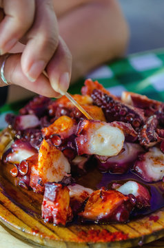 Spanish tapa of galician style octopus