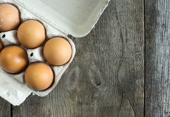 Carboard with chicken eggs