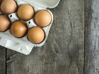 Carboard with chicken eggs