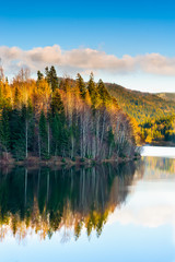 Landscape of autumn at lake