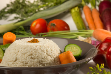 Fonio cooked with vegetables