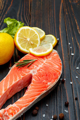 Fresh Raw Salmon Red Fish Steak