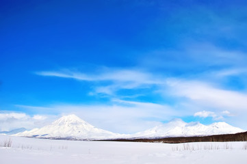 Fototapeta premium Beautiful winter volcanic landscape