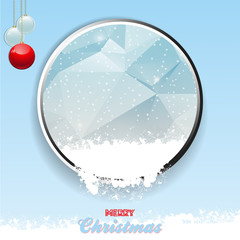 Merry Christmas border with ice and snow