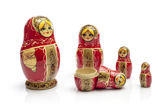 Russian Dolls. Isolated on white background