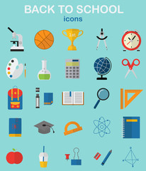 Back to school. Vector design.
School, education, study, learning, full-color vector icons.